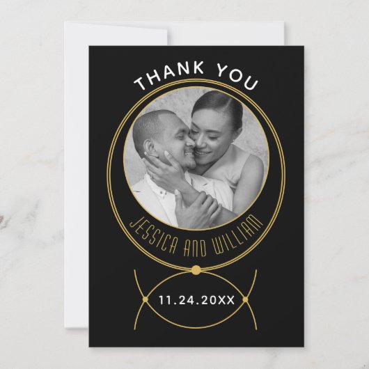 Goldrahmen Schmuck inspiriert Hochzeitsfest Foto Dankeskarte (Vorderseite)