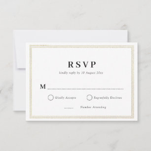 Goldrahmen Schwarz-Weiß-Hochzeitskarte RSVP Karte
