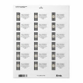 Goldrahmen Schwarz-weiße Streifen Monogram Wedding Adressaufkleber (Vorne)