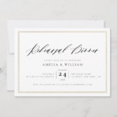 Goldrahmen Schwarze Schrift Probe Abendessen Einladung (Vorderseite)