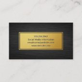 Goldrahmen | Schwarzer Dunkler metallischer Hinter Visitenkarte (Rückseite)