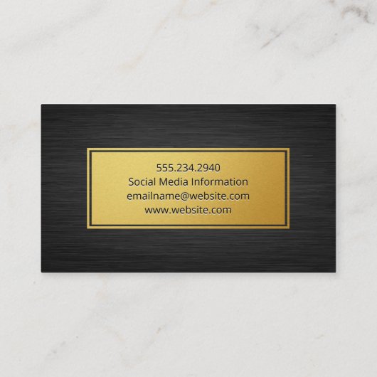 Goldrahmen | Sleek Metallic Texture Visitenkarte (Rückseite)