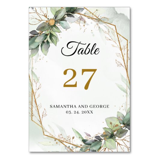 Goldrahmen Tischnummer (Rückseite)