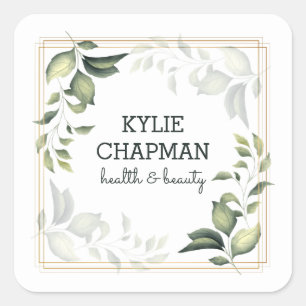 Goldrahmen und Blätter Quadratischer Aufkleber