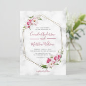 Goldrahmen und Blume Hochzeit Einladung (Stehend Vorderseite)