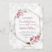 Goldrahmen und Blume Hochzeit Einladung (Vorne/Hinten)