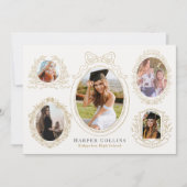 Goldrahmen und botanische Akzente Creme Abschluss Einladung (Vorderseite)