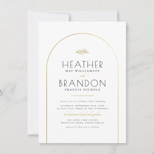 Goldrahmen und elegante Typografie-Foto Hochzeit Einladung (Vorderseite)