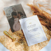 Goldrahmen und elegante Typografie-Foto Hochzeit Einladung