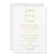 Goldrahmen und Initialen, elegante Monogramm Hochz