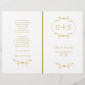 Goldrahmen und Initialen gefaltetes Hochzeitsprogr (Vorderseite)