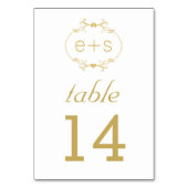 Goldrahmen und Initialen Hochzeitskarte Tischnumme Tischnummer (Rückseite)