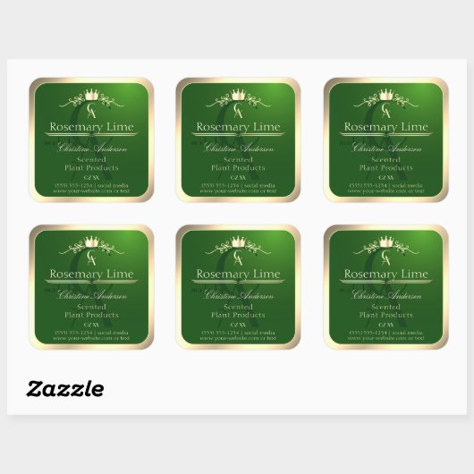 Goldrahmen und Monogramm für das Umweltzeichen für Quadratischer Aufkleber (Blatt)