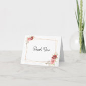 Goldrahmen und rosa Blumenkarten danke (Vorderseite)
