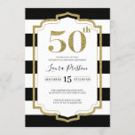 Goldrahmen und Schwarze Streifen Glitzer 50. Gebur Einladung<br><div class="desc">Modernes und elegantes Design bedruckte Gold Frame und Black Stripes Glitzer 50. Geburtstag Einladung,  die mit Ihrem Text angepasst werden kann. Bitte klicken Sie auf die Schaltfläche "Anpassen" und verwenden Sie unser Designwerkzeug,  um diese Vorlage zu ändern. Karo im Grafikdesign-Store für andere Produkte,  die diesem Design entsprechen!</div>