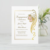 Goldrahmen-Verlobung Einladung (Stehend Vorderseite)