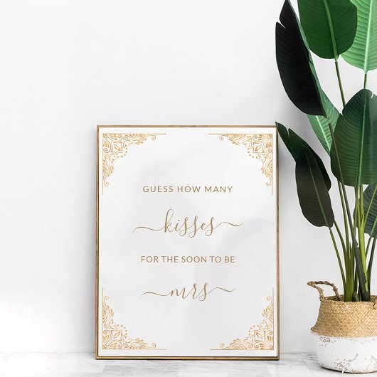 Goldrahmen Verziert Creme Wie viele Kisses Game Poster