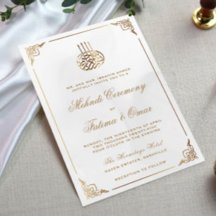Goldrahmen-Verziert-islamische Mehndi-Zeremonie Einladung