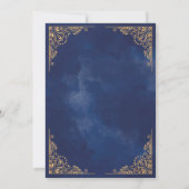 Goldrahmen Verzierte blaue islamische Hochzeit Einladung (Rückseite)