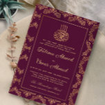 Goldrahmen Verzierte burgundy-islamische Hochzeit Einladung<br><div class="desc">Goldrahmen Verzierte burgundy-islamische Hochzeit</div>