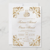 Goldrahmen Verzierte Elfenbeinhochzeit Einladung (Vorderseite)