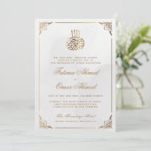 Goldrahmen Verzierte islamische Hochzeit Einladung (Stehend Vorderseite)