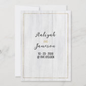 Goldrahmen, weiß rustikale Holzart Hochzeit Einladung (Rückseite)