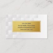 Goldrahmen | Weiße geometrische Quadrate Visitenkarte (Rückseite)