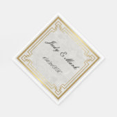 Goldrahmen-Weißmarmor-Hochzeitspapier Serviette (Ecke)