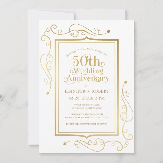 Goldrahmen zum 50. Hochzeitstag Einladung (Vorderseite)