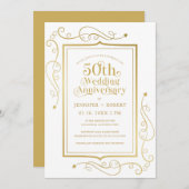 Goldrahmen zum 50. Hochzeitstag Einladung (Vorne/Hinten)