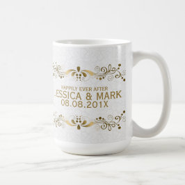 Goldrainage mit weißen Damasken Kaffeetasse
