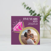 Goldrand 2 Foto zum 5. Mal pink Einladung (Stehend Vorderseite)
