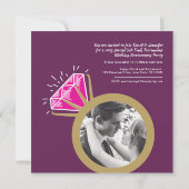 Goldrand 2 Foto zum 5. Mal pink Einladung (Rückseite)