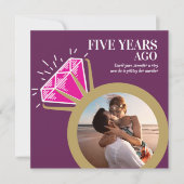 Goldrand 2 Foto zum 5. Mal pink Einladung (Vorderseite)