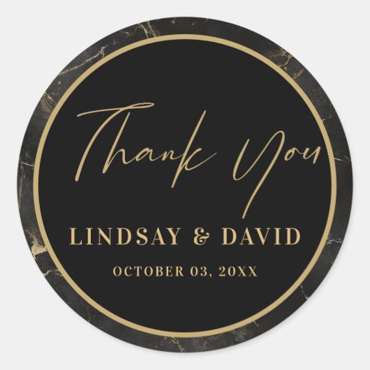 Goldrand aus schwarzem Marmor Runder Aufkleber (Vorderseite)