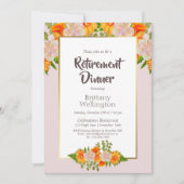 Goldrand Rosa Orangefarbenes Erziehungsfest Abende Einladung (Vorderseite)