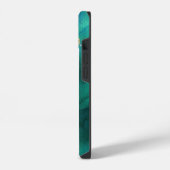 Goldrand Teal Achat Glitzermonogramm iPhone Hülle (Linke Seite)