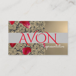Goldrand und Rose Personalisiert Avon Visitenkarte