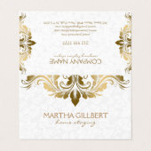 Goldrand und weißer Damast Visitenkarten (Außenseite Aufgefaltet)