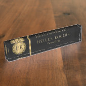 Goldränder aus Zierkönigsgold auf schwarz Namensplakette (Seite)