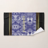 Goldränder, geometrisch, schwarz und blau, Marmor Badhandtuch Set (Handtuch)