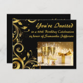 Goldrausch 40. Geburtstag Einladung (Vorne/Hinten)