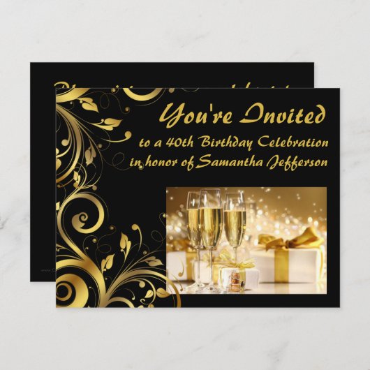 Goldrausch 40. Geburtstag Einladung (Vorne/Hinten)