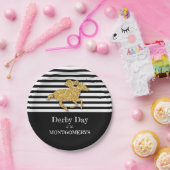 Goldrausch auf schwarzen und weißen Streifen Pappteller (Party)