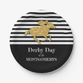 Goldrausch auf schwarzen und weißen Streifen Pappteller (Vorderseite)