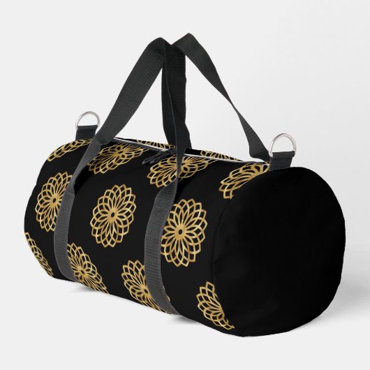 Goldrausch-Design auf der schwarzen Duffle-Tasche Duffle Bag (Linke Seite)