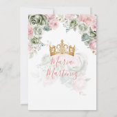 Goldrausch Grün & Rosa Blumenprinzessin Mis Quince Einladung (Rückseite)