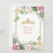 Goldrausch Grün und Rosa Twin Quinceañera Einladung (Rückseite)