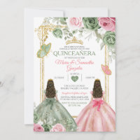 Goldrausch Grün und Rosa Twin Quinceañera